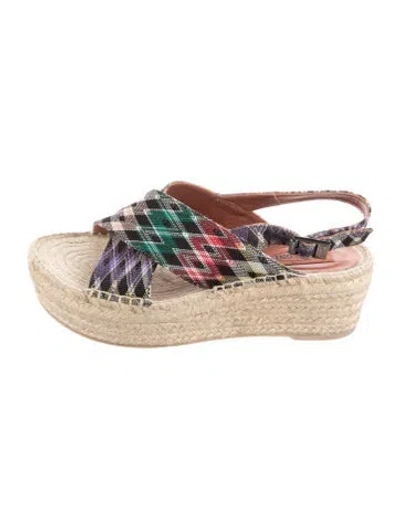 Pre-owned Missoni Plaid Print Espadrilles In Gold