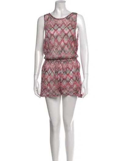 Pre-owned Missoni Plaid Print Scoop Neck Romper In Pink