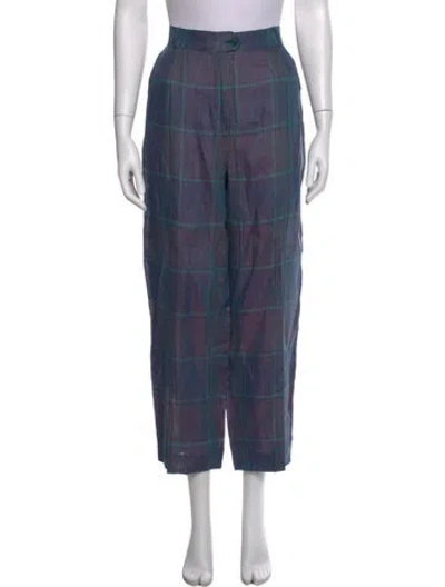 Pre-owned Missoni Plaid Print Straight Leg Pants In Blue