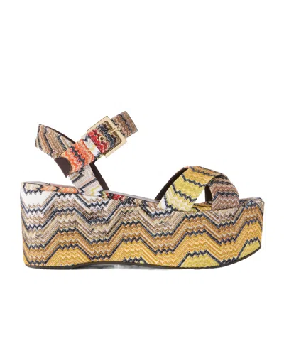 Missoni Julia Striped Woven Lurex Platform Sandals In Multi