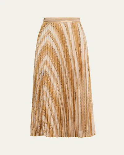 Missoni Pleated Brocade Midi Skirt In Brown
