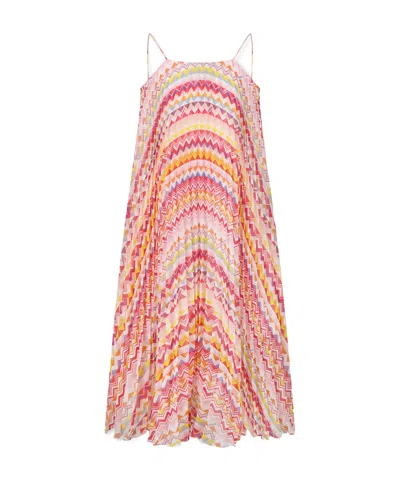 Missoni Kids' Pleated Dress In Fucsia