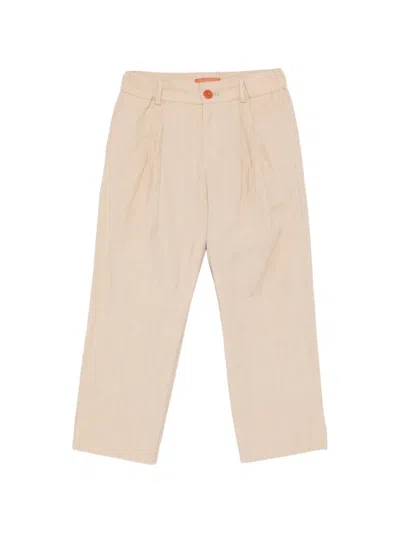 Missoni Kids' Pleated Herringbone Trousers In Neutral