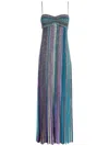 Missoni Sequin-embellished Striped Ribbed-knit Maxi Dress In Blue