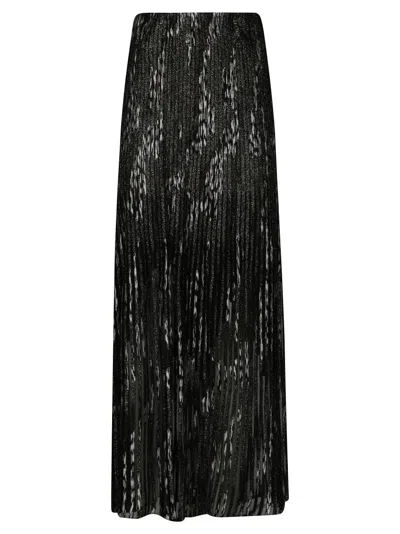 Missoni Pleated Long Skirt With Shimmering Texture And Dynamic Pattern In Multi