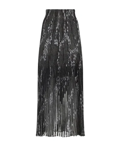 Missoni Gonna Midi Plissettata A Righe Multicolor In Gray