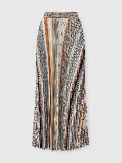 Missoni Pleated Midi Skirt In Knit In Multi