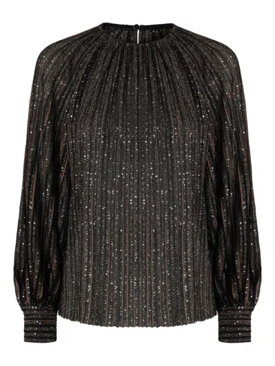 Missoni Pleated Sequinned Top In Black