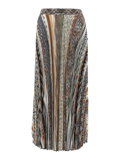 Missoni Womens Multicolor Tones Pleated Graphic-pattern Knit Midi Skirt