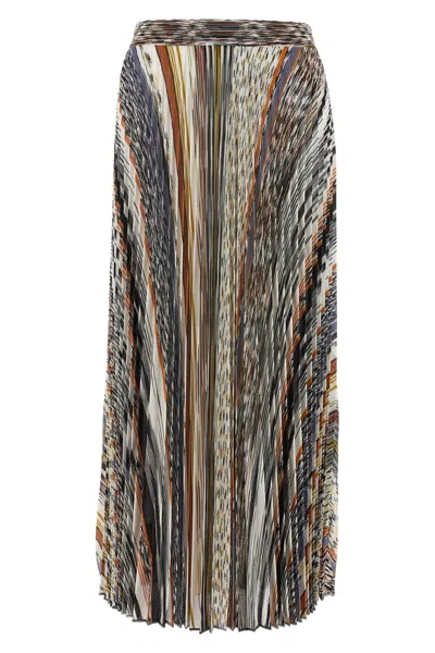 Missoni Womens Multicolor Tones Pleated Graphic-pattern Knit Midi Skirt