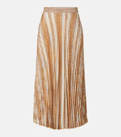 Missoni Plissé Printed Midi Skirt In Orange