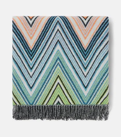 Missoni Plume Zig Zag Wool-blend Throw In Green
