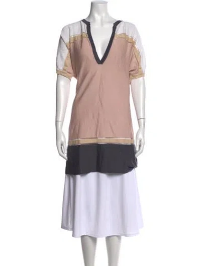 Pre-owned Missoni Plunge Neckline Short Sleeve Tunic In Pink
