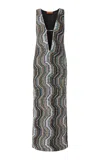 Missoni Plunging Neckline Caperdoni-knit Maxi Dress In Multi