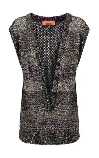 Missoni Plunging Neckline Caperdoni-knit Top In Multi