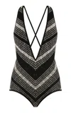 Missoni Plunging Neckline One-piece Swimsuit In Multi