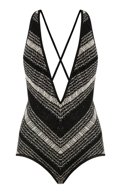 Missoni Plunging Neckline One-piece Swimsuit In Multi