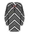 Missoni Black Chevron Viscose Mini Dress With Oversized Sleeves In Black