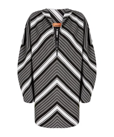 MISSONI MISSONI OVERSIZED SLEEVED PLUNGING V-NECKLINE MINI-DRESS