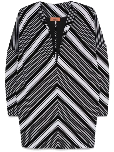 MISSONI PLUNGING V-NECK OVERSIZED-SLEEVE MINI DRESS