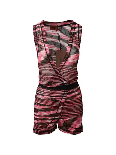 Pre-owned Missoni Plymouth Zig-zag Patterned Playsuit In Black