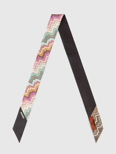 Missoni Pocket Square Scarf With Zigzag Pattern In Multi