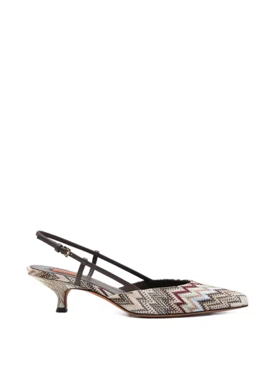 Missoni Point-toe Slingback Pumps In Multi