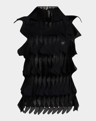 MISSONI POINTED RUFFLE SLEEVELESS TOP