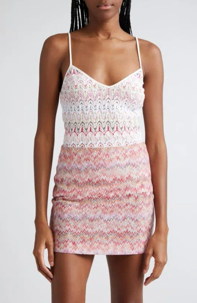 Missoni Pointelle Camisole In Pink White Tones Multi