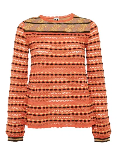 Pre-owned Missoni Pointelle-knit Sweater In Orange