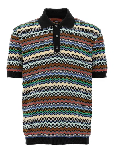 Missoni Zig-zag Polo Shirt In Multicolor