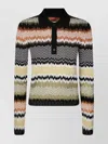 Missoni Long Sleeve Polo With Revisited Chevron Pattern In Multi