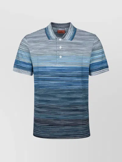 Missoni Polo Collared Shirt Short Sleeves In Blue