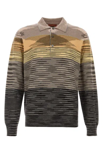 Missoni Embroidered Wool Polo Shirt In Multi