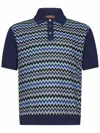 Missoni Short-sleeved Blue Cotton Knit Polo Shirt Wit