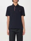 Missoni Solid Color Cotton Piqué Polo Shirt With Zigzag Embroidery And Contrasting Detail In Blue