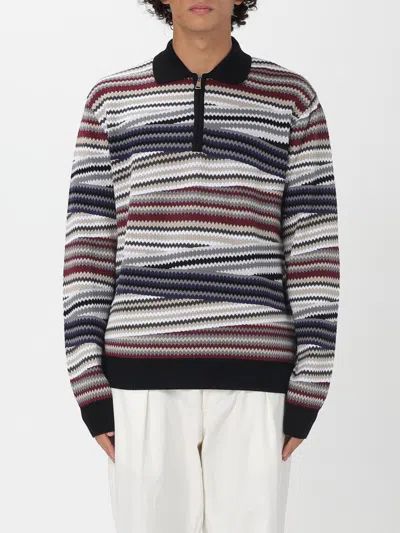 Missoni Langarm-poloshirt Mit Reissverschluss Und Gestreiftem Zickzack In Multi
