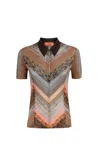 Missoni Metallic Crochet-knit Polo Shirt In Multicolour