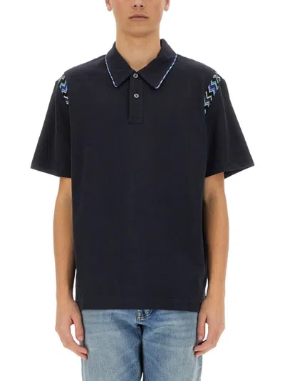 Missoni Polo Shirt With Zigzag Details In Blue
