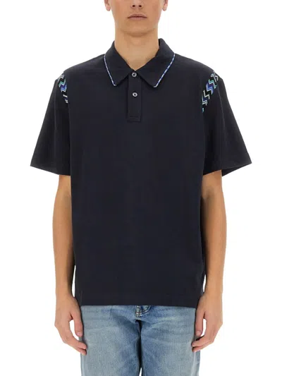 Missoni Polo Shirt With Zigzag Details In Blue