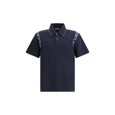 Missoni Polo Shirt With Zigzag Details In Blue