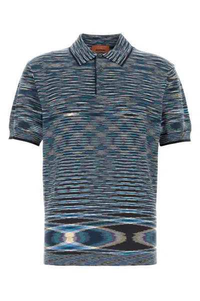 Missoni Polo In Cotone Ricamato  Uomo In Blue