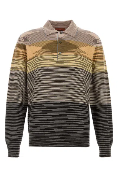 Missoni Embroidered Wool Polo Shirt In Multi