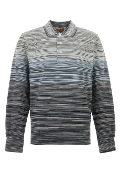 Missoni Embroidered Piquet Polo Shirt In Gray