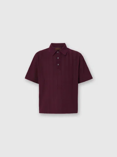 Missoni Cotton And Viscose Polo Shirt With Tone-on-tone Zigzag In Burgundy