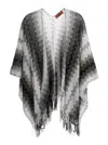 Missoni Chevron Fringed Poncho In Black