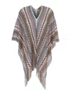 Missoni Multicolor Cape With Zigzag Motif In Lurex Blend Woman In Multicolor