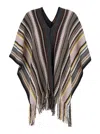 Missoni Multicolor Cape With V Neck And All-over Zigzag Motif In Wool Blend Woman In Multi