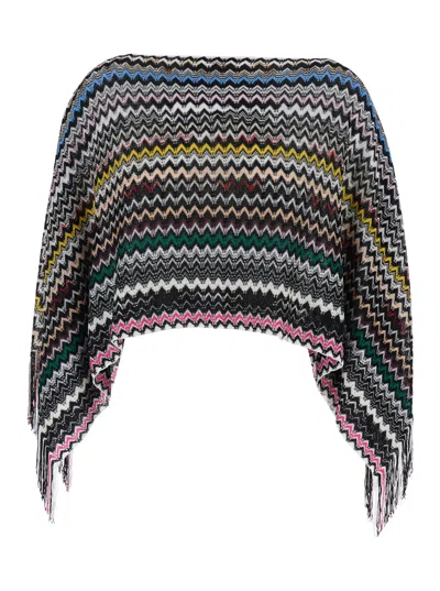 Missoni Fringe Zigzag Poncho In Multi