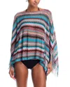 Missoni Multicolor Cape With Boat Neckline And All-over Zig-zag Motif In Viscose Woman In Multicolor